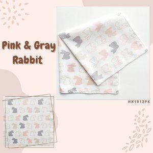 Handkerchief/Burp Cloths/Newborn/Infant/Baby/Pack of 5 pcs/Pink and Grey Rabbit